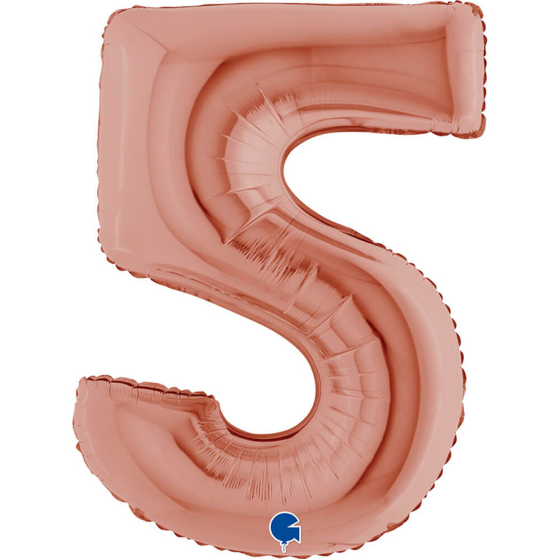 Ballon aluminium chiffre 5 Rose Gold 40inc Grabo