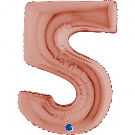 Ballon aluminium chiffre 5 Rose Gold 40inc Grabo