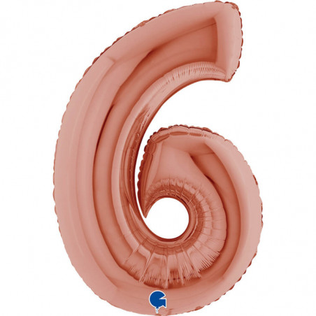Ballon aluminium chiffre 6 Rose Gold 40inc Grabo