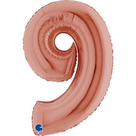 Ballon aluminium chiffre 9 Rose Gold 40inc Grabo