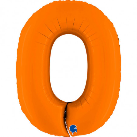 Ballon alu chiffre 0 Orange Matte Orange 40inc Grabo