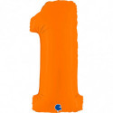 Ballon alu chiffre 1 Orange Matte Orange 40inc Grabo
