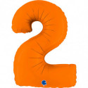 Ballon alu chiffre 2 Orange Matte Orange 40inc Grabo
