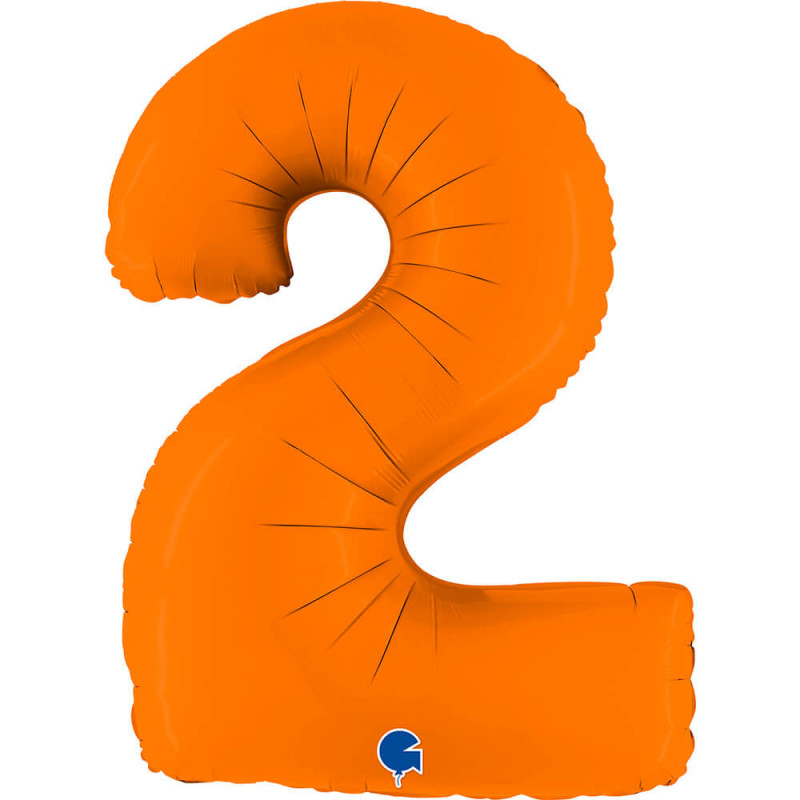 Ballon alu chiffre 2 Orange Matte Orange 40inc Grabo