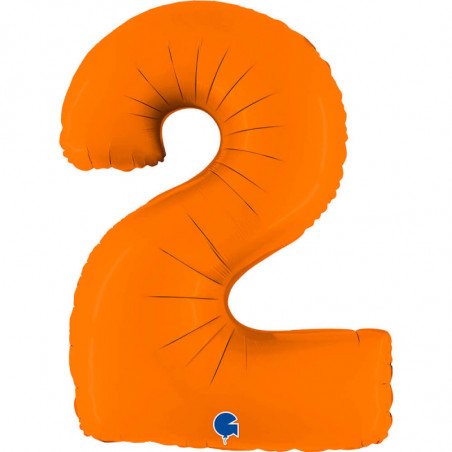 Ballon alu chiffre 2 Orange Matte Orange 40inc Grabo