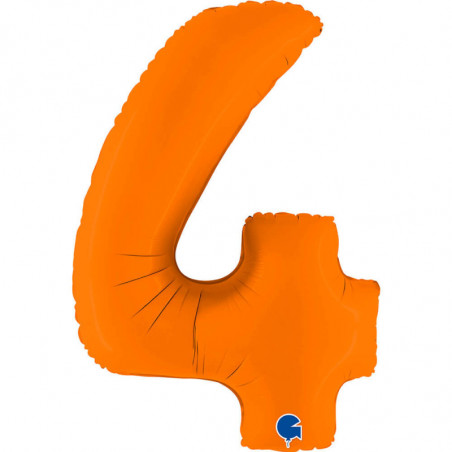 Ballon alu chiffre 4 Orange Number 4 Matte Orange 40inc Grabo