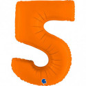 Ballon aluminium chiffre 5 Orange Mat 40inc Grabo
