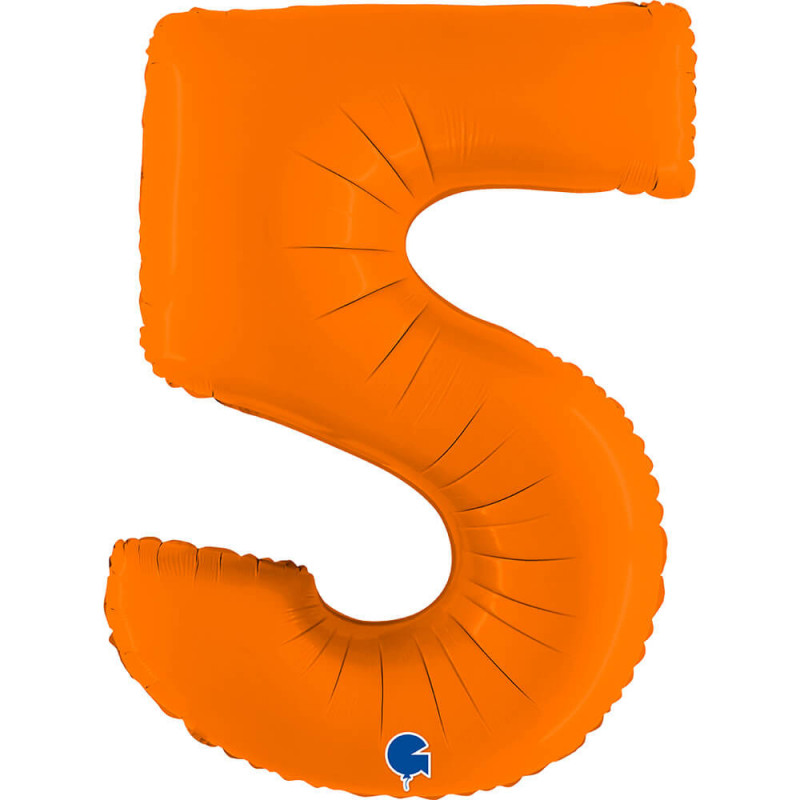 Ballon aluminium chiffre 5 Orange Mat 40inc Grabo
