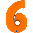 Ballon aluminium chiffre 6 Orange Mat 40inc Grabo