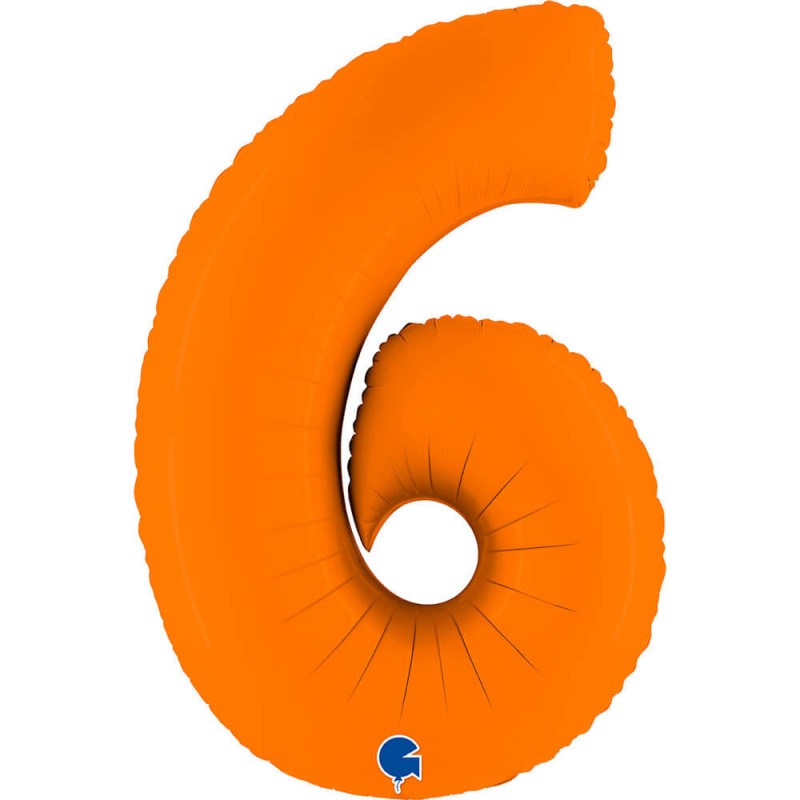 Ballon aluminium chiffre 6 Orange Mat 40inc Grabo