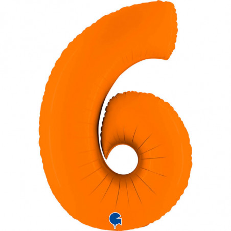 Ballon aluminium chiffre 6 Orange Mat 40inc Grabo
