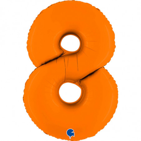 Ballon aluminium chiffre 8 Orange Mat 40inc Grabo