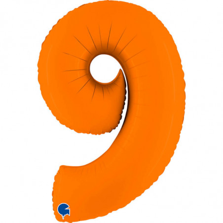 Ballon aluminium chiffre 9 Orange mat 40inc Grabo
