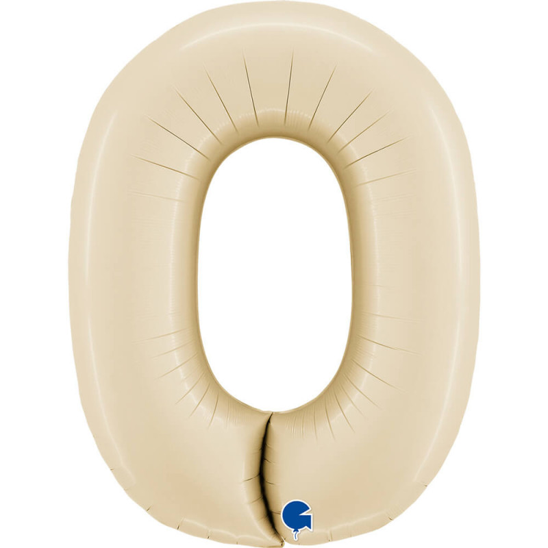 Ballon alu chiffre 0 Beige Satin Cream 40inc Grabo