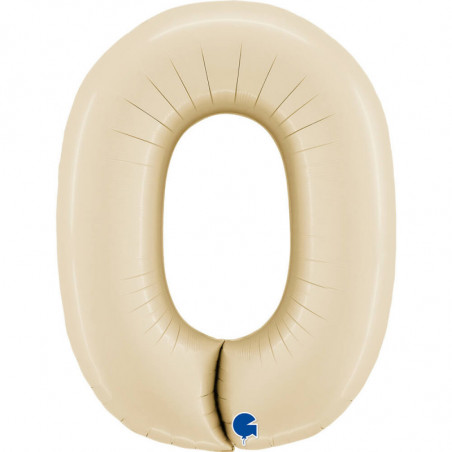 Ballon alu chiffre 0 Beige Satin Cream 40inc Grabo