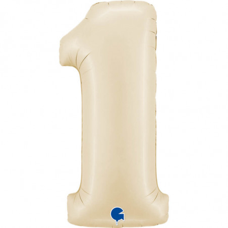 Ballon alumiminium chiffre 1 Beige Satin Cream 40inc Grabo