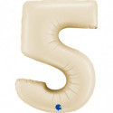 Ballon aluminium chiffre 5 Beige mat Satin Cream 40inc Grabo