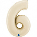 Ballon aluminium chiffre 6 Beige mat Satin Cream 40inc Grabo