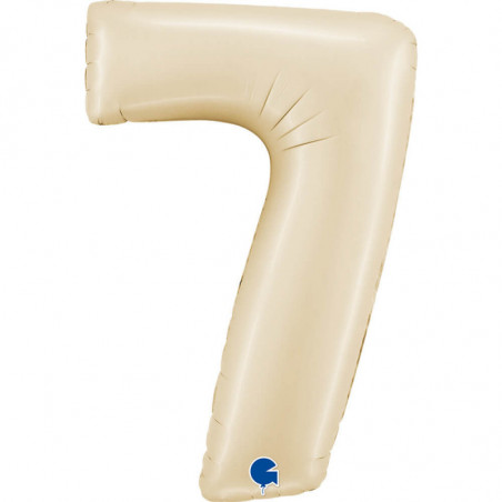 Ballon aluminium chiffre 7 Beige Mat Satin Cream 40inc Grabo