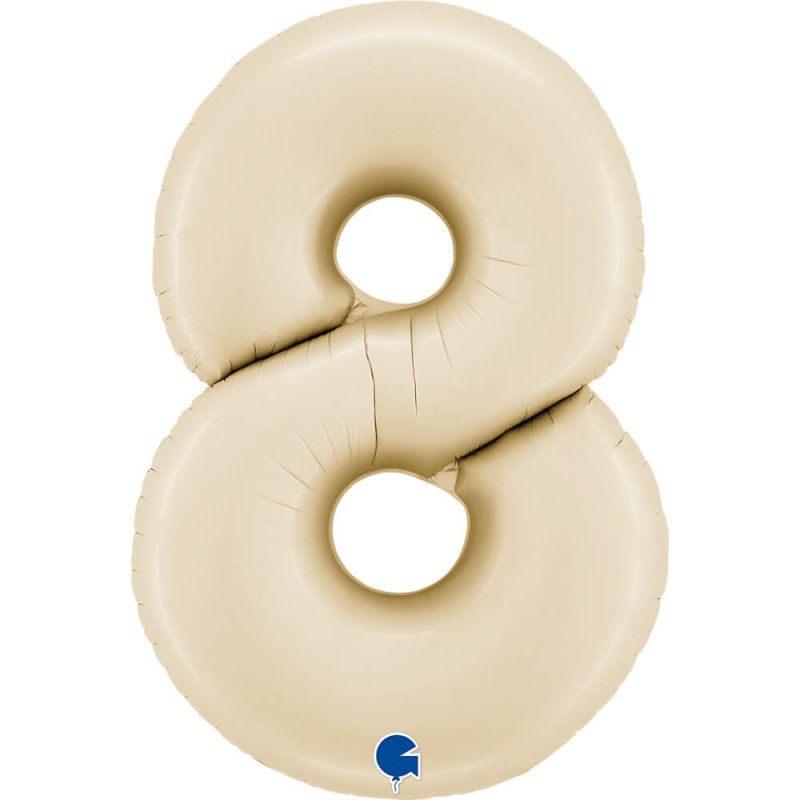 Ballon aluminium chiffre 8 Beige Mat Satin Cream 40inc Grabo