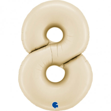 Ballon aluminium chiffre 8 Beige Mat Satin Cream 40inc Grabo