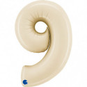 Ballon aluminium chiffre 9 Beige mat Satin Cream 40inc Grabo