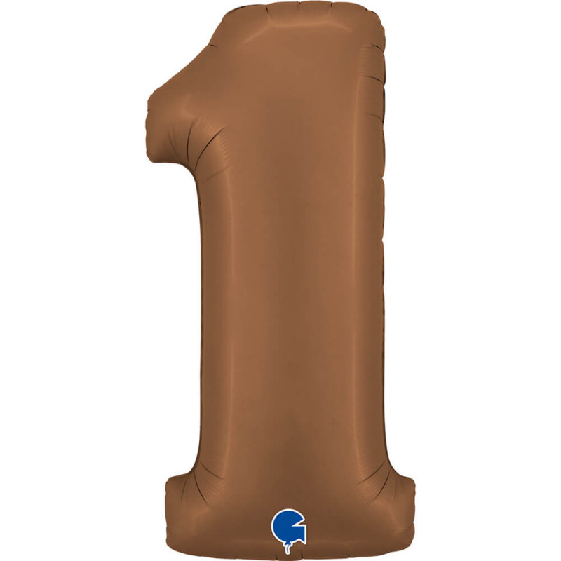 Ballon aluminium chiffre 1 Marron Mocha Satin Chocolate 40inc Grabo