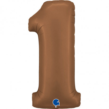 Ballon aluminium chiffre 1 Marron Mocha Satin Chocolate 40inc Grabo