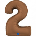 Ballon aluminium chiffre 2 Marron Mocha Satin Chocolate 40inc Grabo