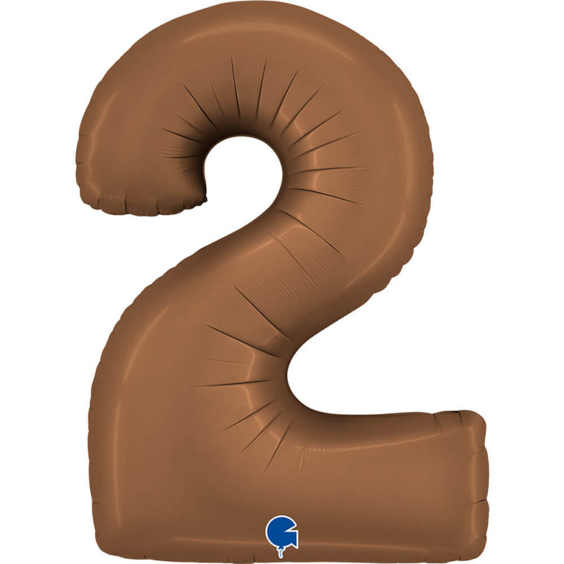 Ballon aluminium chiffre 2 Marron Mocha Satin Chocolate 40inc Grabo