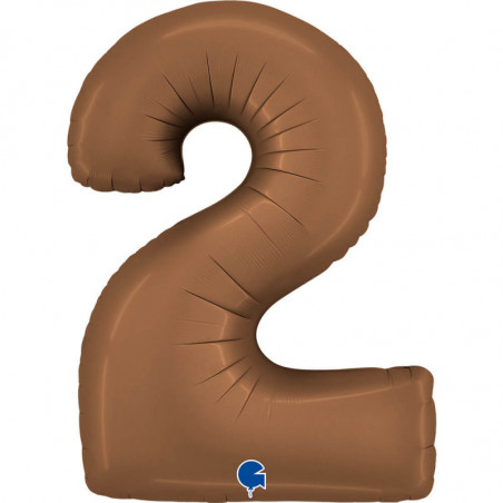 Ballon aluminium chiffre 2 Marron Mocha Satin Chocolate 40inc Grabo
