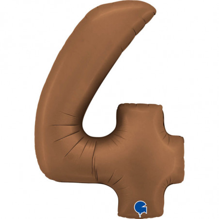 Ballon aluminium chiffre 4 Marron Mocha Satin Chocolate 40inc Grabo