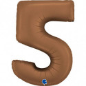 Ballon aluminium chiffre 5 Marron Mocha Satin Chocolate 40inc Grabo