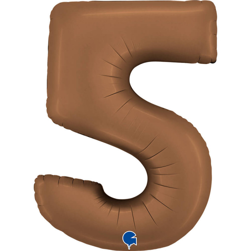 Ballon aluminium chiffre 5 Marron Mocha Satin Chocolate 40inc Grabo