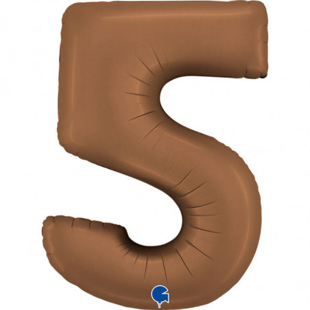 Ballon aluminium chiffre 5 Marron Mocha Satin Chocolate 40inc Grabo