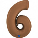 Ballon aluminium chiffre 6 Marron Mocha Satin Chocolate 40inc