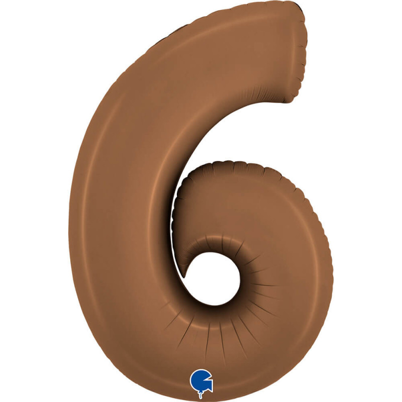 Ballon aluminium chiffre 6 Marron Mocha Satin Chocolate 40inc