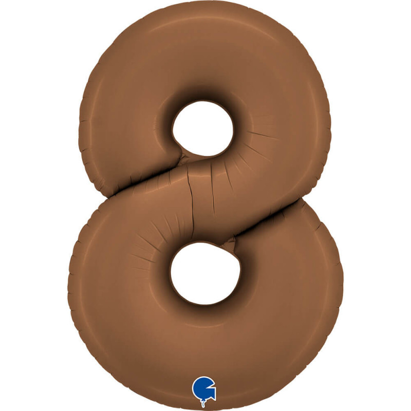 Ballon aluminium chiffre 8 Marron Satin Chocolate 40inc Grabo