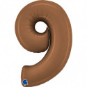 Ballon aluminium chiffre 9 Marron Chocolat 40inc Grabo