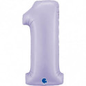 Ballon aluminium Chiffre 1 Parme pastel Satin Lilac 40inc Grabo