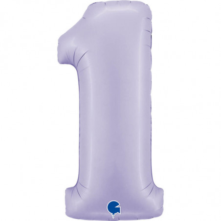 Ballon aluminium Chiffre 1 Parme pastel Satin Lilac 40inc Grabo