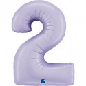 Ballon aluminium chiffre 2 Parme pastel Satin Lilac 40inc Grabo