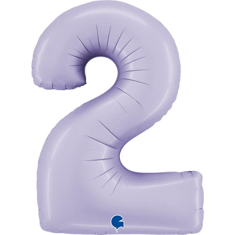 Ballon aluminium chiffre 2 Parme pastel Satin Lilac 40inc Grabo