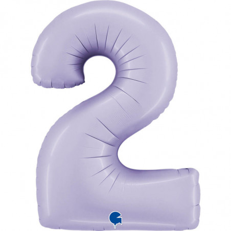 Ballon aluminium chiffre 2 Parme pastel Satin Lilac 40inc Grabo