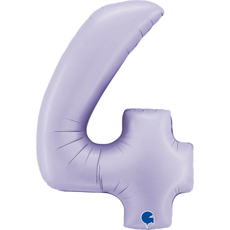 Ballon aluminium chiffre 4 Parme Pastel Satin Lilac 40inc Grabo