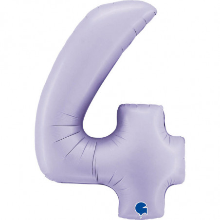 Ballon aluminium chiffre 4 Parme Pastel Satin Lilac 40inc Grabo