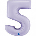 Ballon aluminium chiffre 5 Parme pastel mat Satin Lilac 40inc Grabo