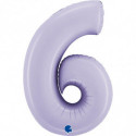 Ballon aluminium chiffre 6 Parme pastel mat Satin Lilac 40inc Grabo
