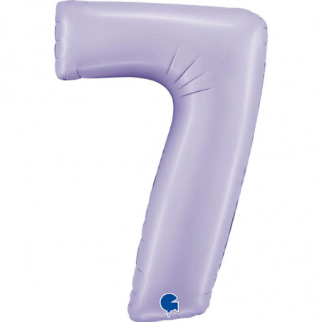 Ballon aluminium chiffre 7 Parme pastel Satin Lilac 40inc Grabo