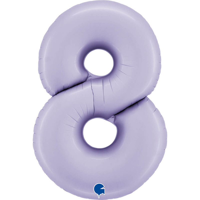 Ballon aluminium chiffre 8 Parme pastel Satin Lilac 40inc Grabo